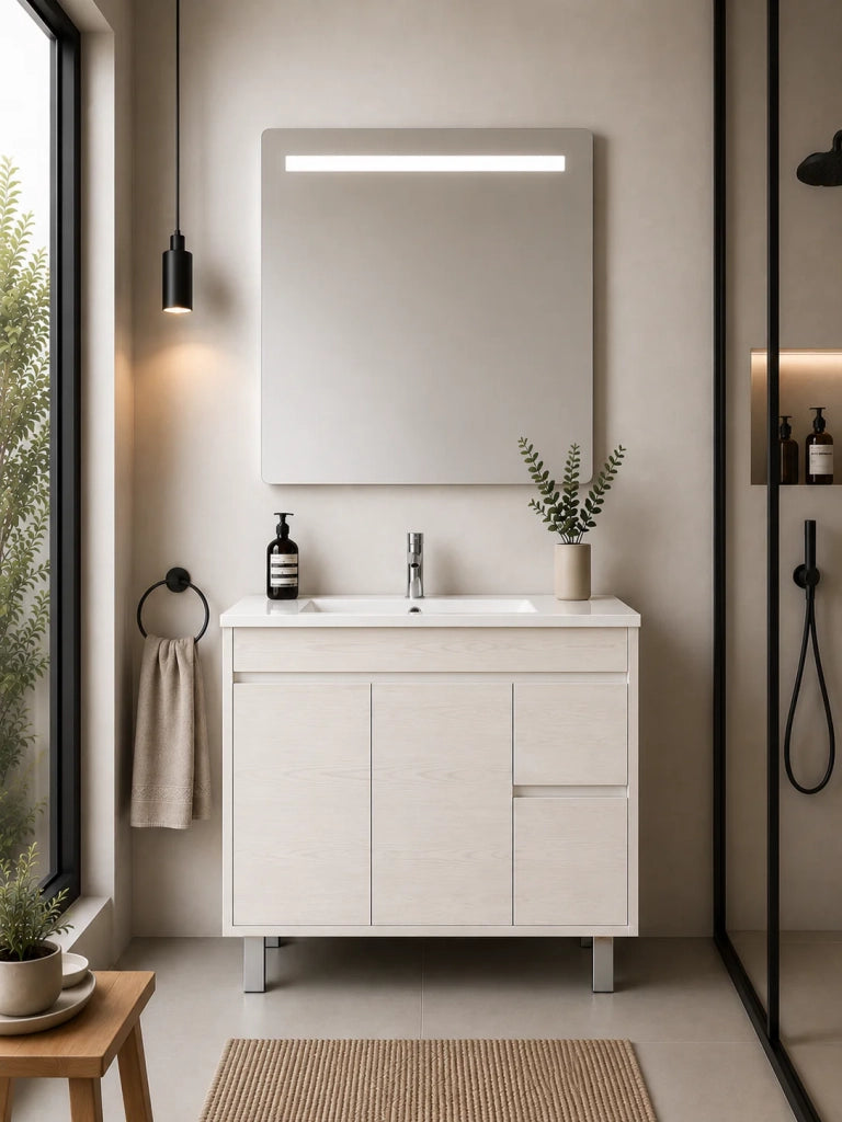 Mobile bagno con lavabo ORIGENBATH ISQUIA senza specchio 90x45 cm bianco nordico