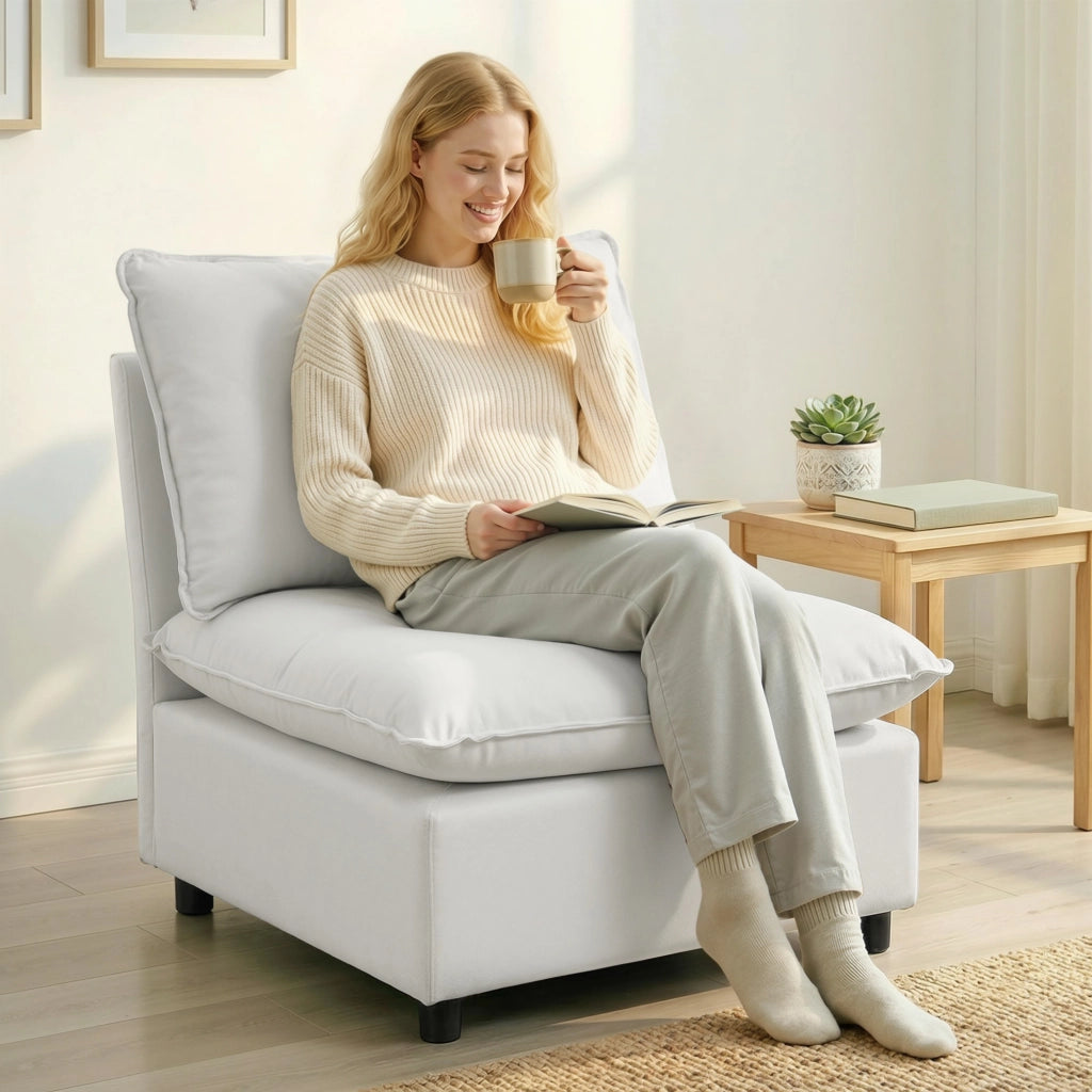 Sedia da Pranzo Moderna ¨C zephmum ¨C Grigio in Tessuto Imbottito