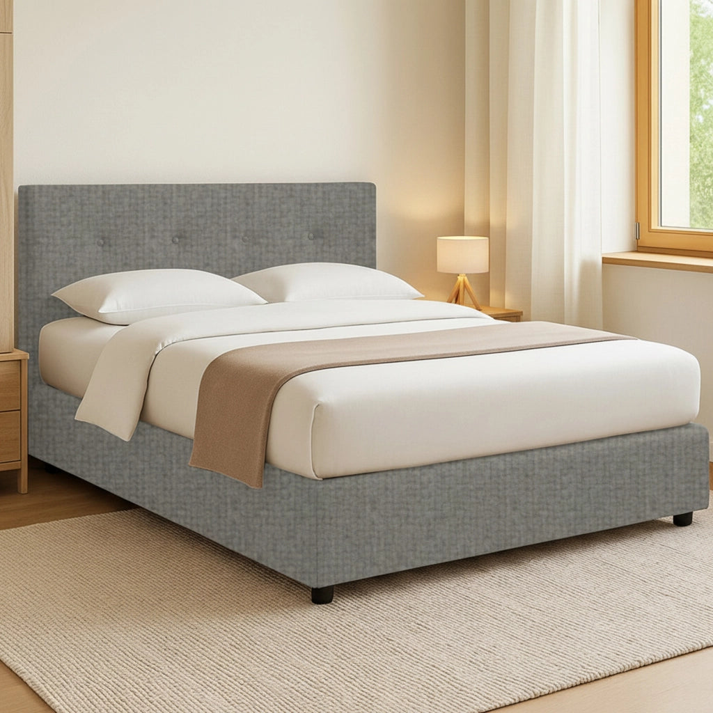 Bolton, Letto Piazza e Mezza Sfoderabile Made in Italy, Grigio Cenere