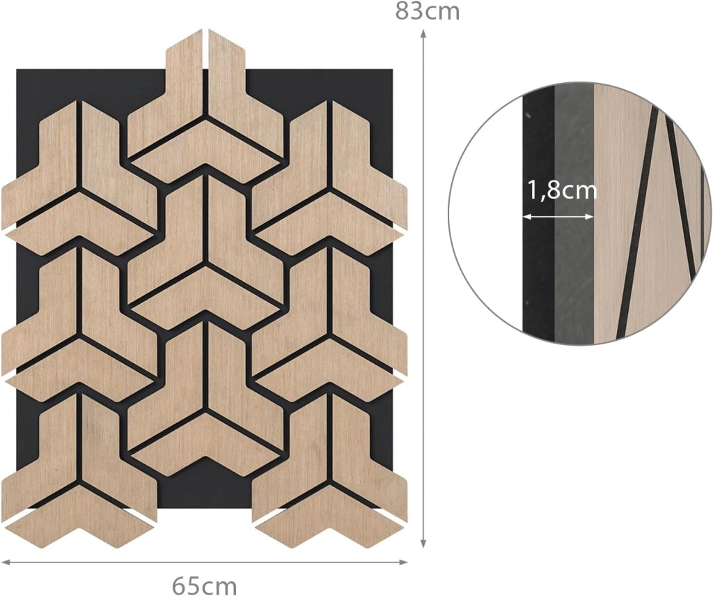 Set di 4 Pannelli Fonoassorbente, Pannelli Acustici per Pareti, 65 x 83 cm, 27 Tavole di Legno Irregolari, per Riduzione del Rumore, Decorazione Interna, 1,7 m²