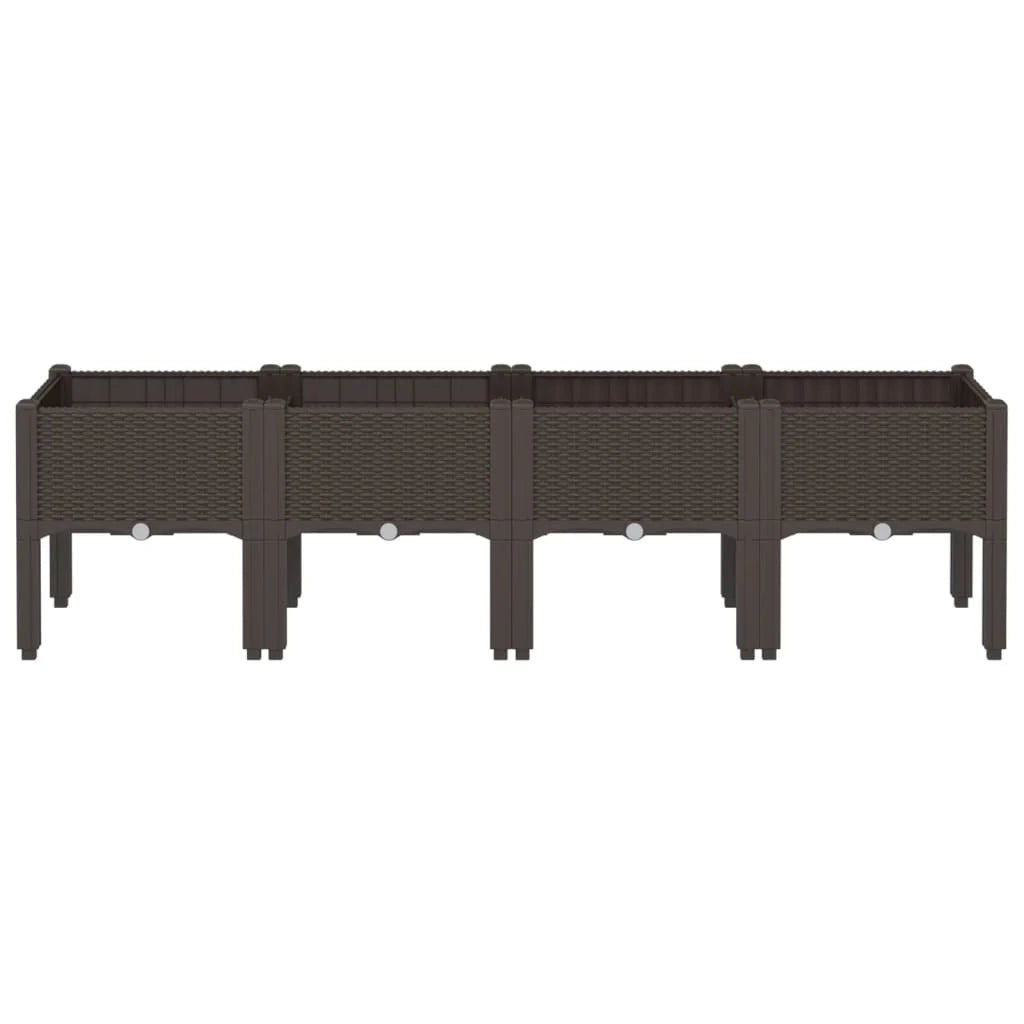 Fioriera rialzata per piante fiori patio giardino con gambe 160 x 40 x 42 cm PP marrone 02_0038159