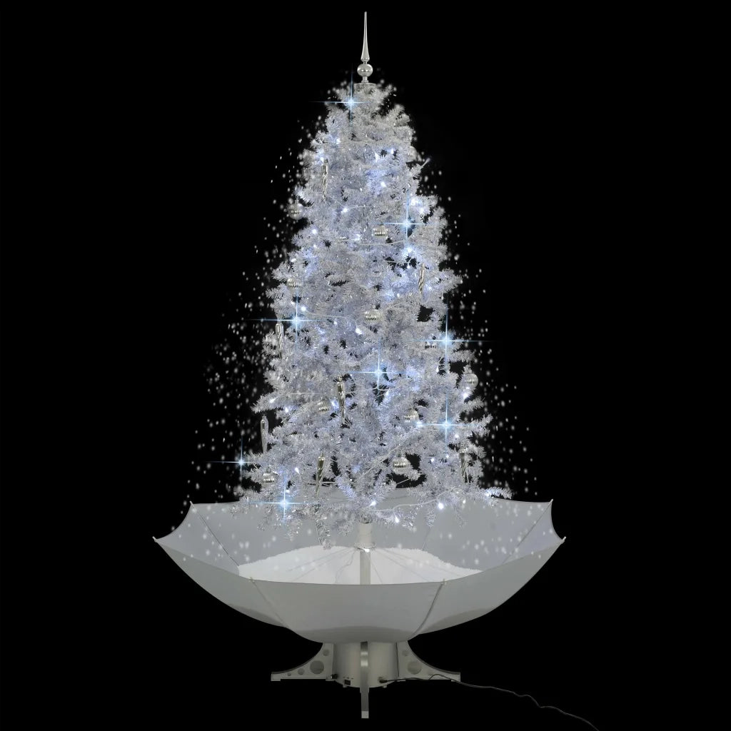 Albero di Natale | Decorazioni natalizie con Neve e Base a Ombrellone Bianco 190 cm