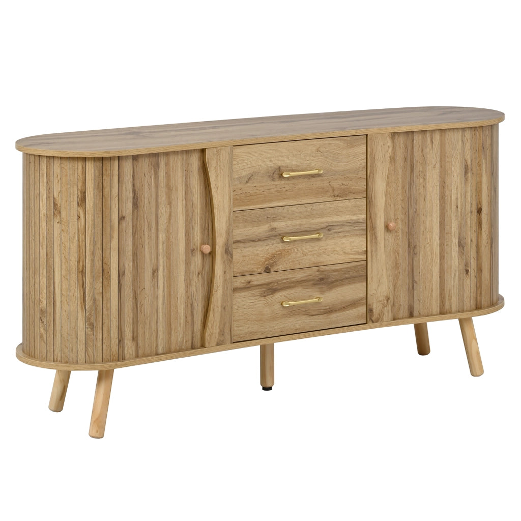 Credenza con Ante Scorrevoli e Cassetti ¨C Xylo ¨C Legno MDF, Gambe Massello, Design Moderno