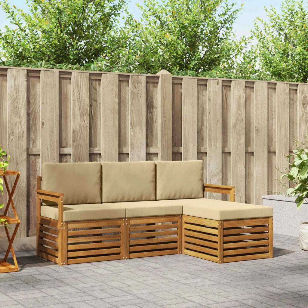 Set di divani da esterno con cuscino 4 pcs Naturale e Beige