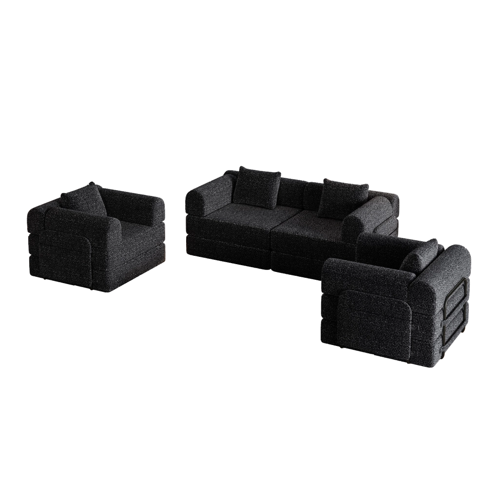 Divano Letto 2 in 1 Chenille con Vano Portaoggetti ¨C MINIMAL ¨C Grigio