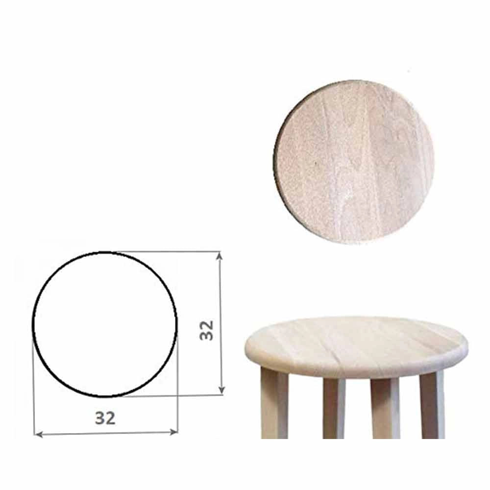 Sgabello grezzo da verniciare alto 67 cm con seduta rotonda e gambe a sciabola