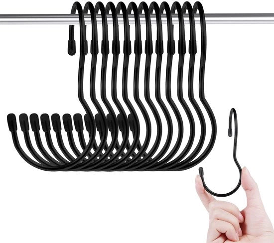 Haken a S per Ophanging Accessori - 10cm - 12 pezzi - Haken metallici - Nero - Haken a S - Adatti per Ondeggiare Accessori - Ganci