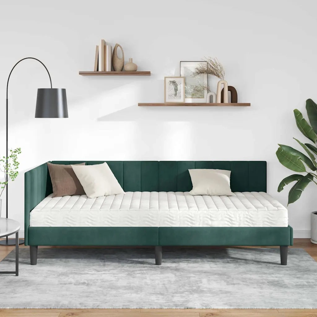 Struttura Letto Angolare con Materasso 2 pcs Verde Velluto 3393890