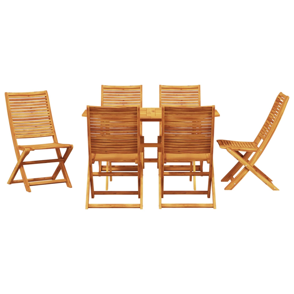 Set di Pranzo da Giardino 7 Pezzi in Legno Massello di Acacia