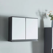 Mobiletto da Parete Overath per Bagno con 2 Ante a Specchio 50x60x20 cm - Grigio [en.casa]