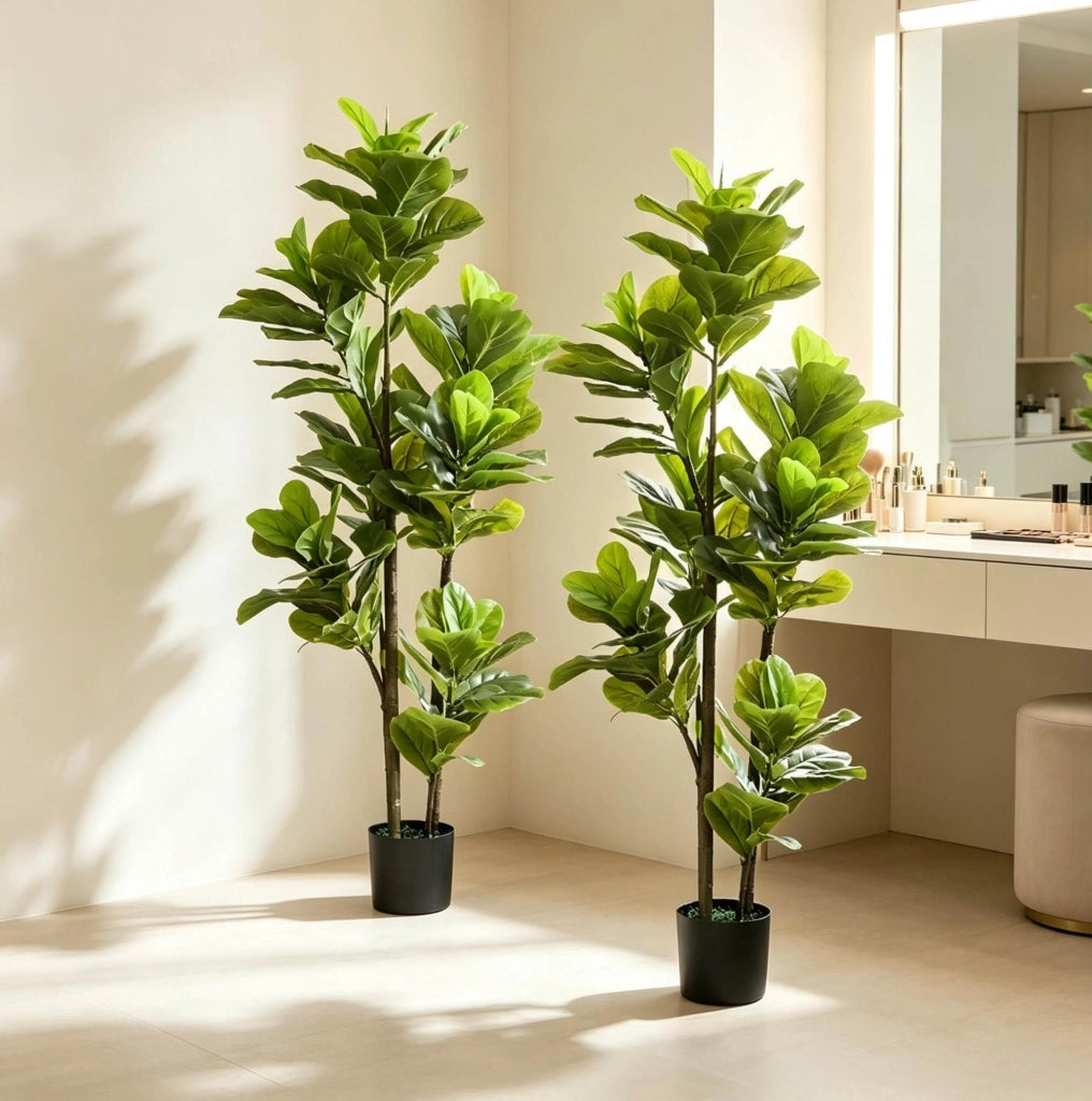 PIANTA ARTIFICIALE Ficus lyrata 150 cm Verde Set da 2 pezzi