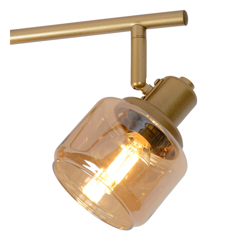 Plafoniera barra Lucide Bjorn 4 luci E14 oro vetro 74cm