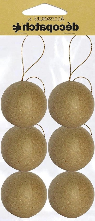 Decorazione natalizia Decopatch da appendere - Set di 6 - Dimensioni 6,5 x 6,5 x 6,5 cm - Materiale cartone marrone.