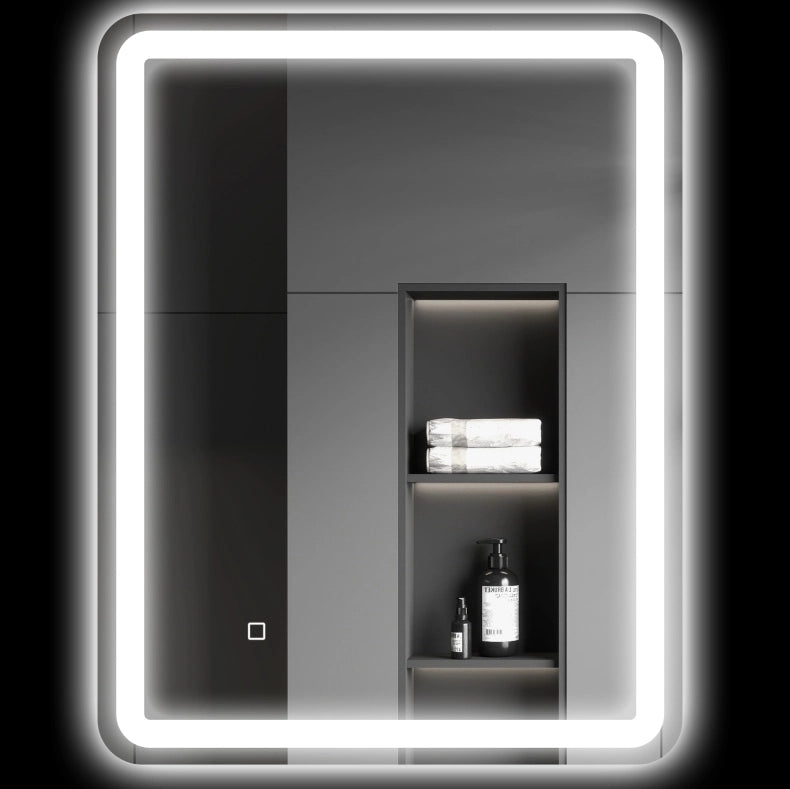 Specchio da bagno luminoso 70x90 cm argento, touch, antiappannamento, dimmerabile