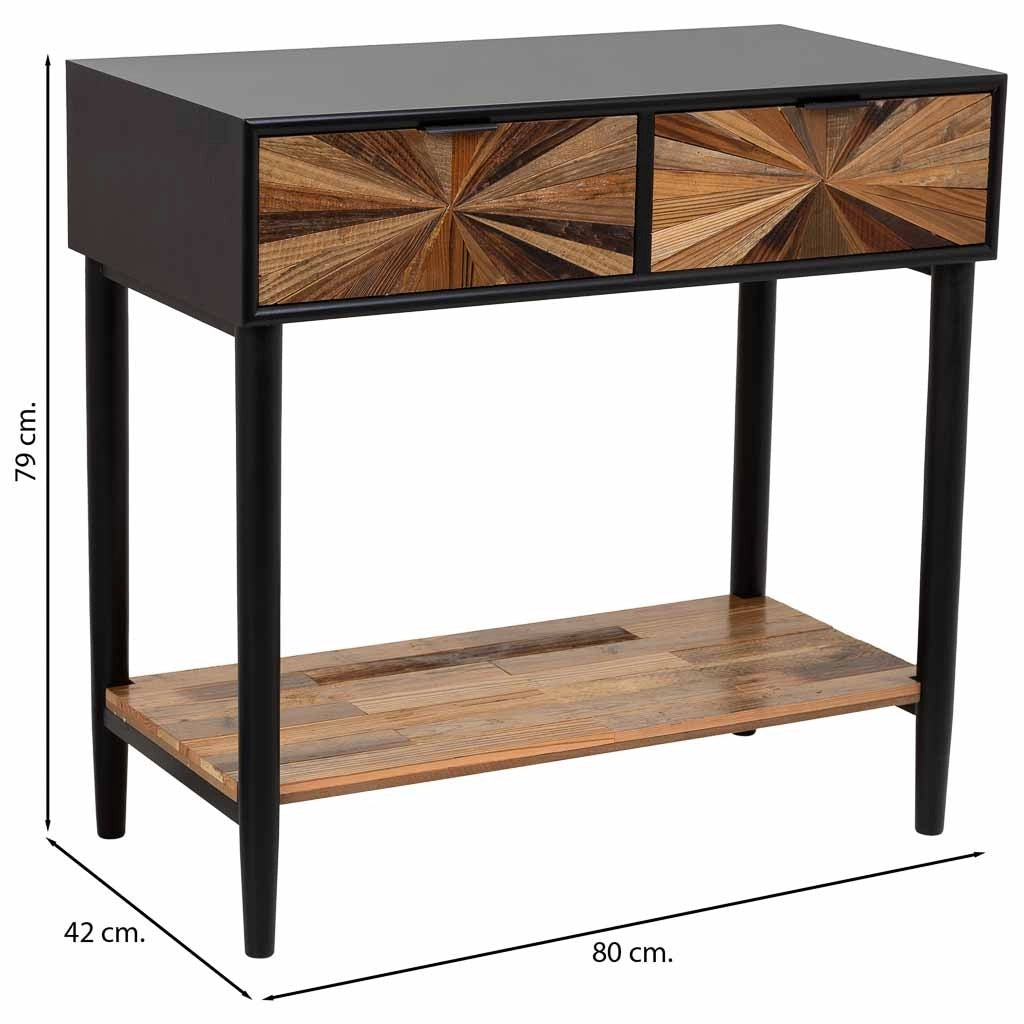 Mobile da ingresso in legno e metallo con 1 cassetto e 1 ripiano marrone 80X42X79