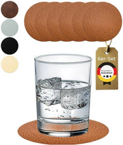 Set di supporti per vasi in pelle di bue - Ronde supporti per vasi in vetro - Antiscivolo e lavabile - Protezione per tavolo perfetta - Pelle di bue - Fatto in Germania - 6 pezzi