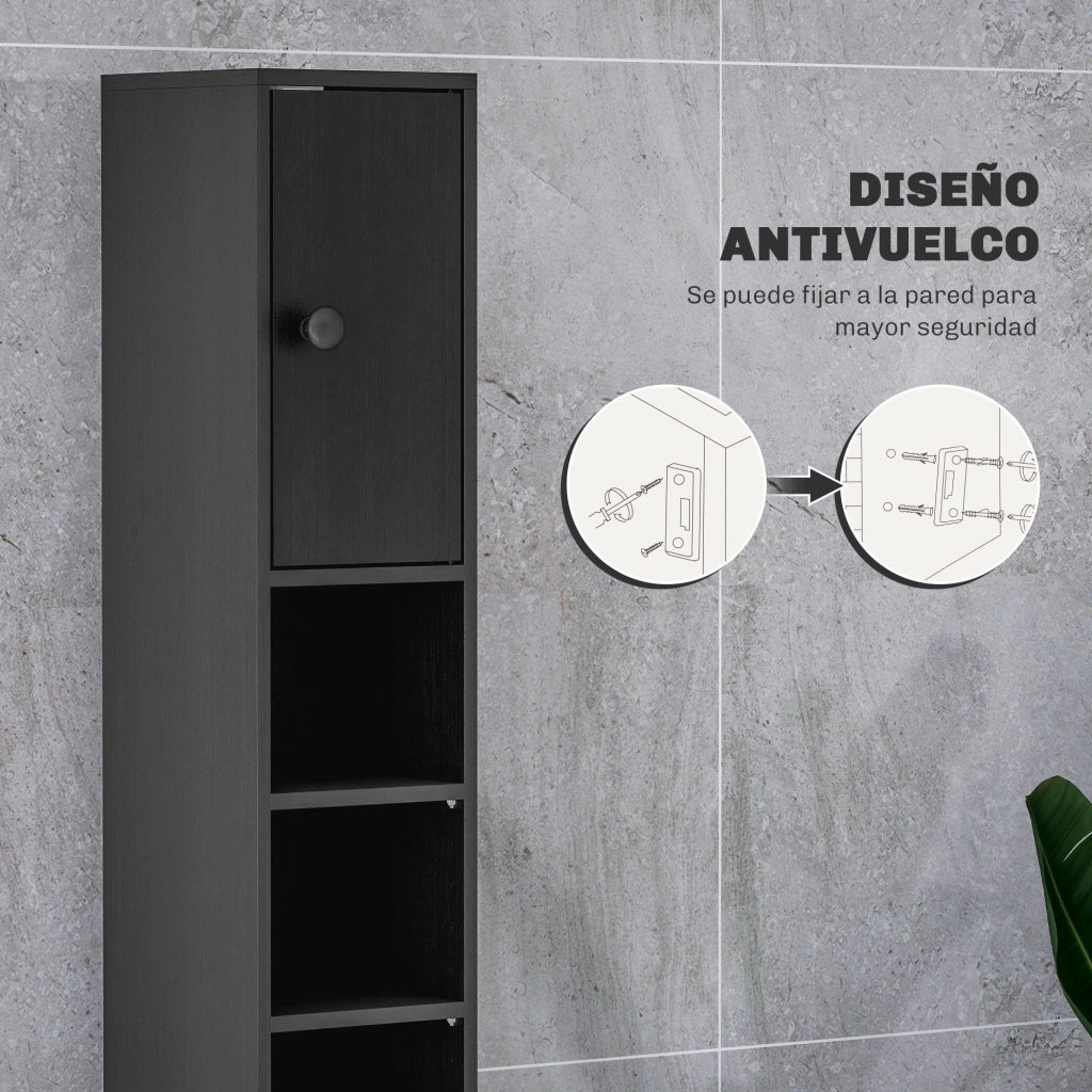 Armadio da Bagno Colonna Stretto ¨C Zephmum ¨C Nero 20x20x180 cm