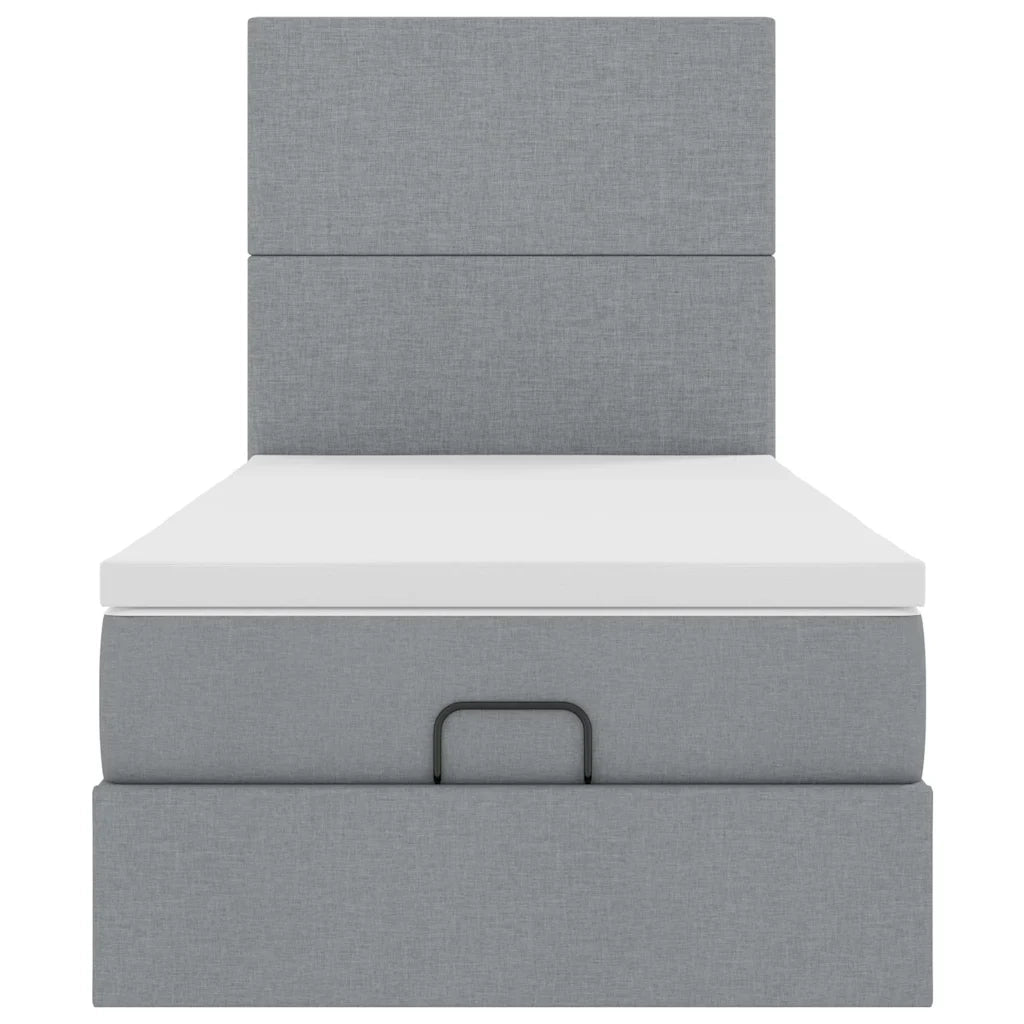 Pouf Letto con Materasso Grigio Chiaro 90x200 cm in Tessuto 3313043