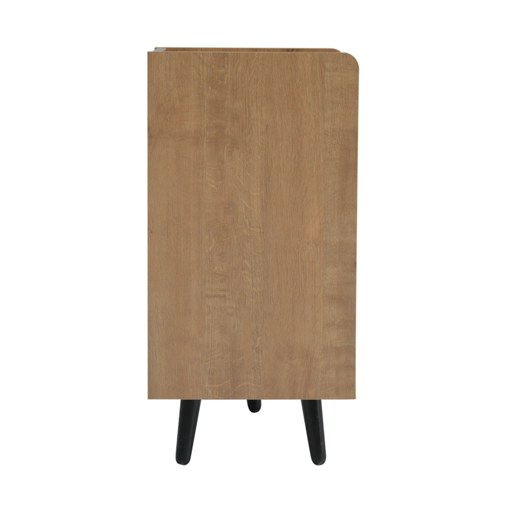 Schuhbank con seduta imbottita e ripiani interni; 100x34x68;5 cm; naturale