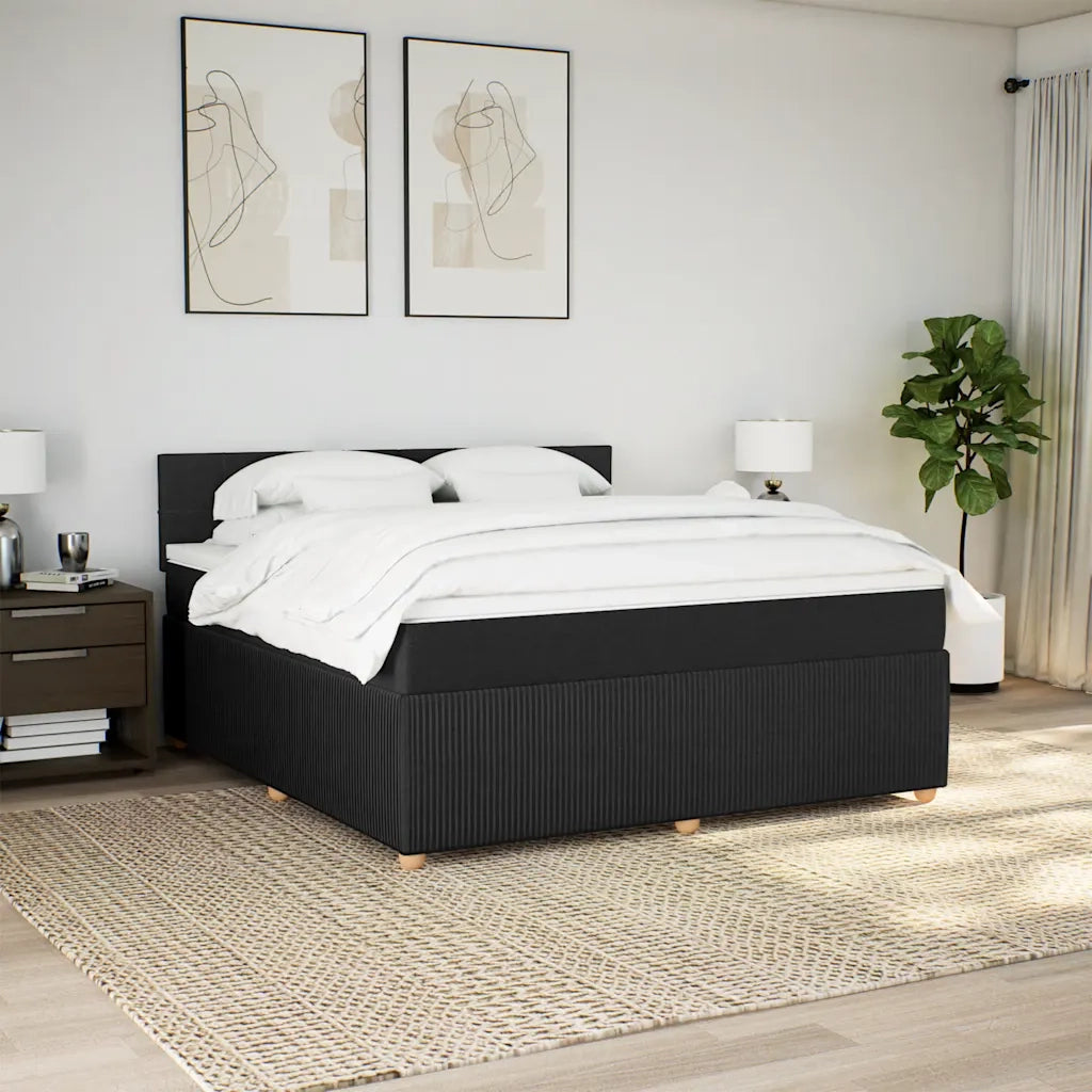 Giroletto a Molle con Materasso Nero 180x200 cm in Tessuto