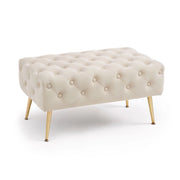 Panca imbottita in velluto trapuntato 80 cm MADRID Beige