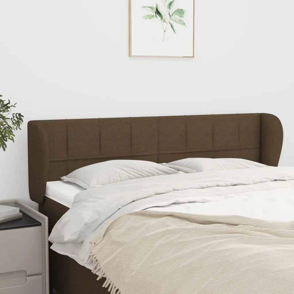 Testiera ad Orecchio-Testata con Orecchie Marrone Scuro 147x23x78/88 cm in Tessuto 553600