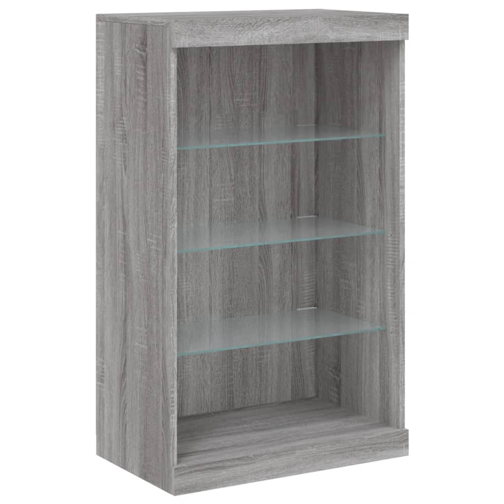 Buffet credenza cassettiera armadio mobile contenitore organizer per cucina soggiorno salotto con luci LED Sonoma 60,5 x 37 x 100 cm grigio 02_0030077