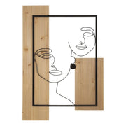 Decorazione in Metallo e Legno Volti, Marrone, Metallo, 63x2x90 cm