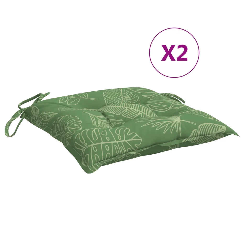 Cuscini per Sedia 2 pz Motivo a Foglie 40x40x7 cm Tessuto 361498