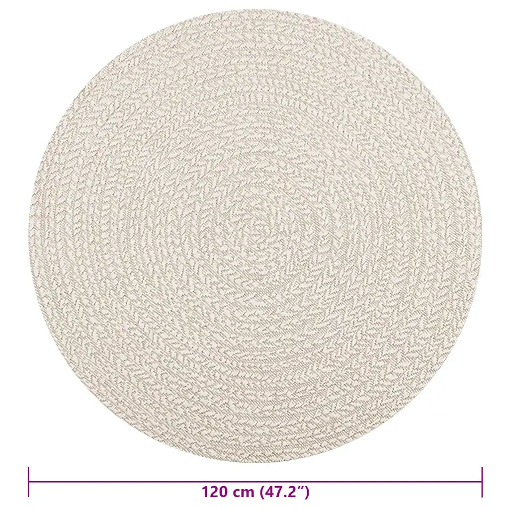 Tappeto ZIZUR Crema Ã˜ 120cm Aspetto Iuta per Interni ed Esterni