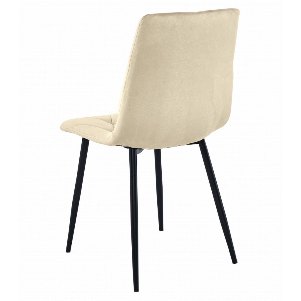 Set di 3 Sedie Libra in Velluto Beige con Gambe Nere