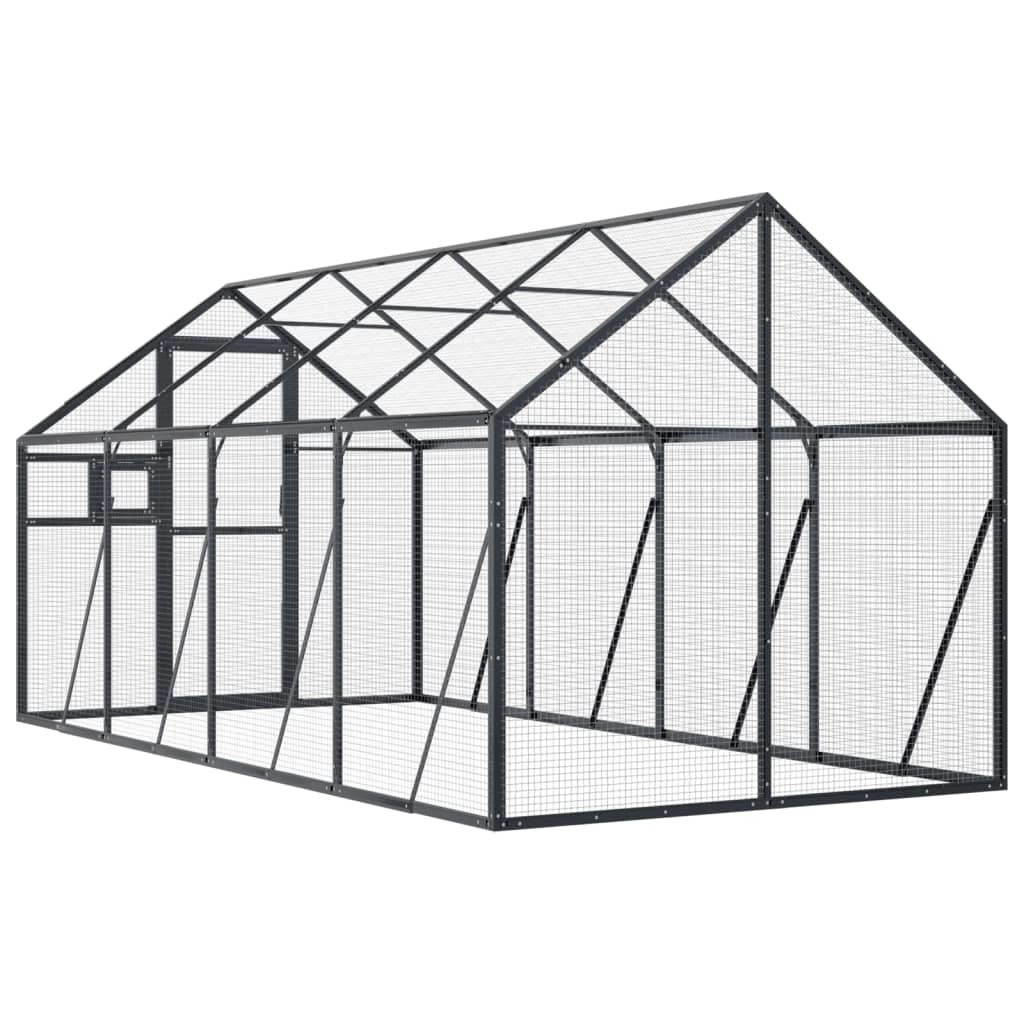 Voliera a gabbia 1,79 x 4 x 1,85 m alluminio antracite 02_0045634