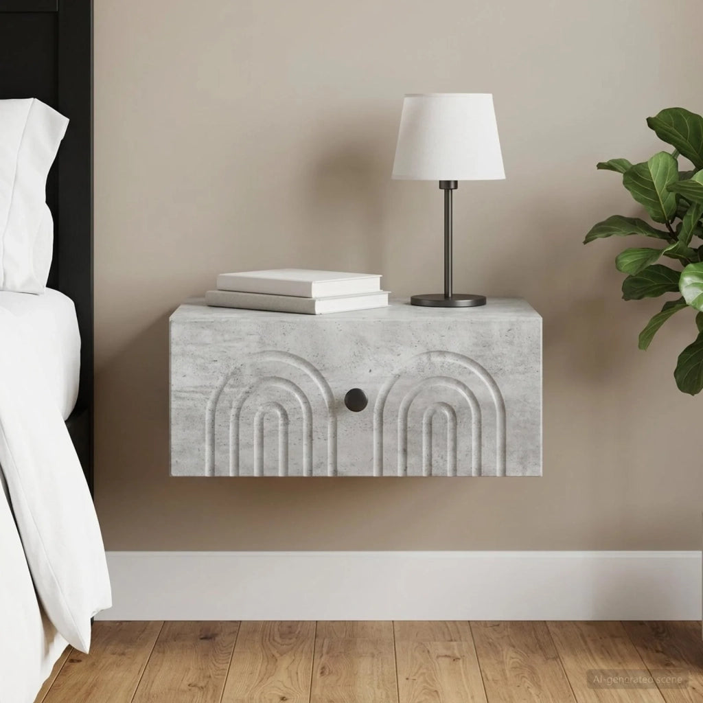 Mobiletto da notte a muro Grigio Cemento 49 x 34,5 x 20 cm 898111