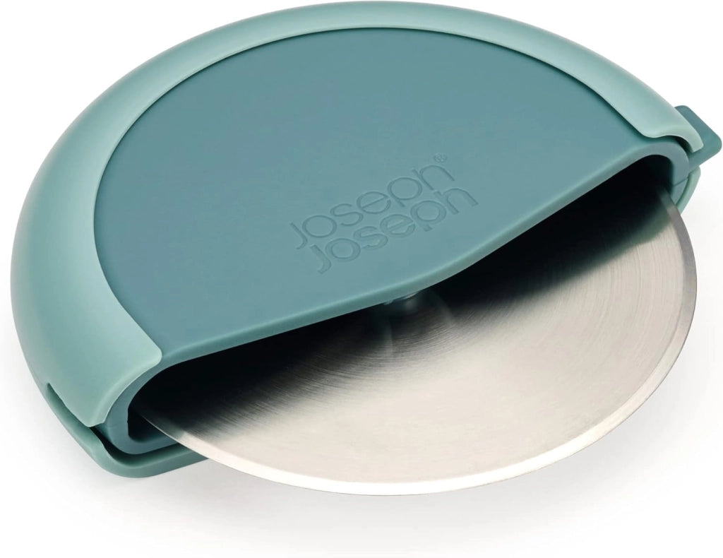 Joseph Joseph Duo Rotella Tagliapizza con Lama in Acciaio Inox, con Guaina protettiva, Compatto, Azzurro Scuro