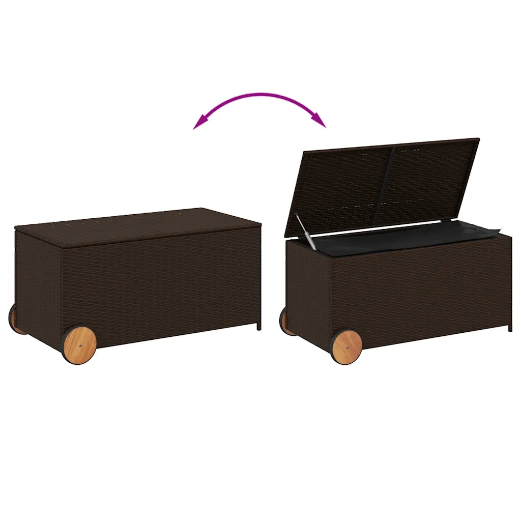 Contenitore da Giardino con Ruote Marrone 190L in Polyrattan CFW5439697
