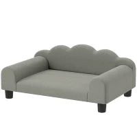Divano per Cani con Braccioli di Supporto, in Legno e Tessuto French Terry, 66x42x28.5 cm, Grigio