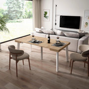 Consolle allungabile, 180x90x73cm, Per 8 persone, Gambe in legno, colore Rovere RF2987