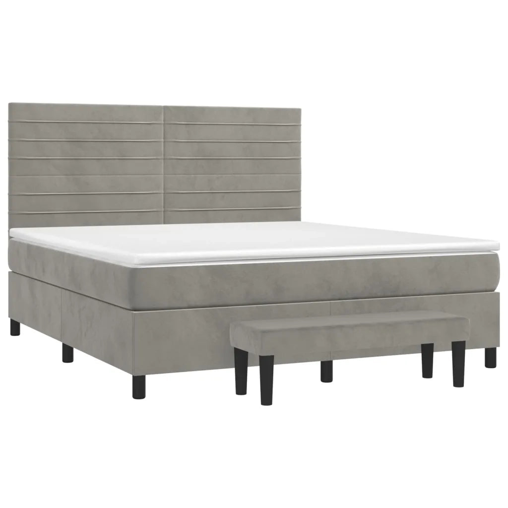 Giroletto a Molle con Materasso Grigio Chiaro 180x200cm Velluto 3137917