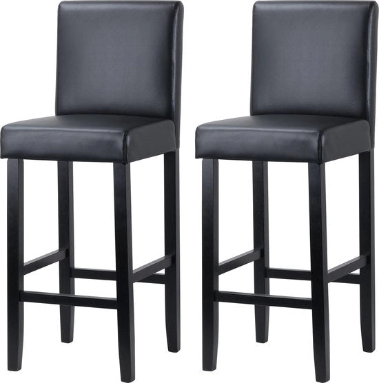 Set di 2 Sedili in Pelle - Sedile, Sedia da Cucina, Sedia da Cucina - Con Schienale, Comfortevole - 63x81x110 - Nero