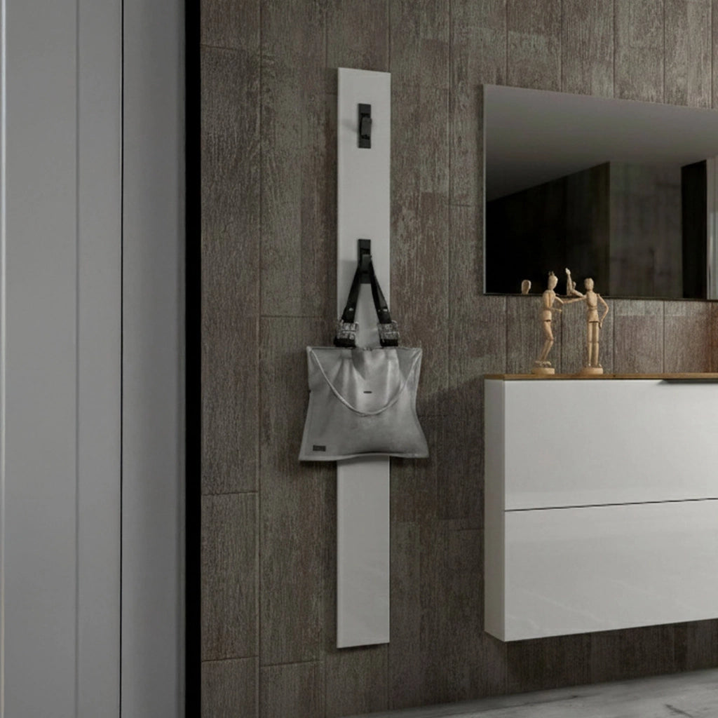 Ascrea, Appendiabiti 3 Ganci Made in Italy, 170h cm Bianco Lucido