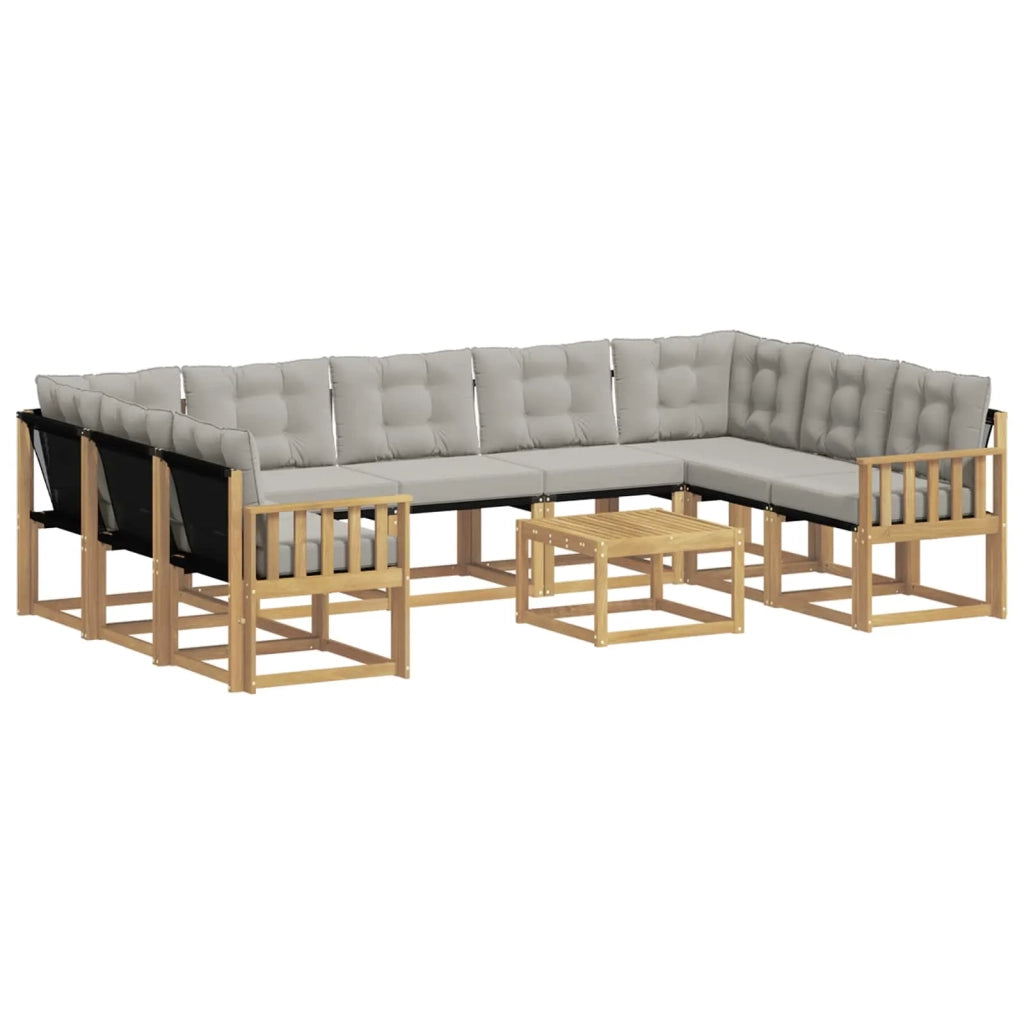 Set di divani da esterno 10 pcs Bianco e Grigio Chiaro
