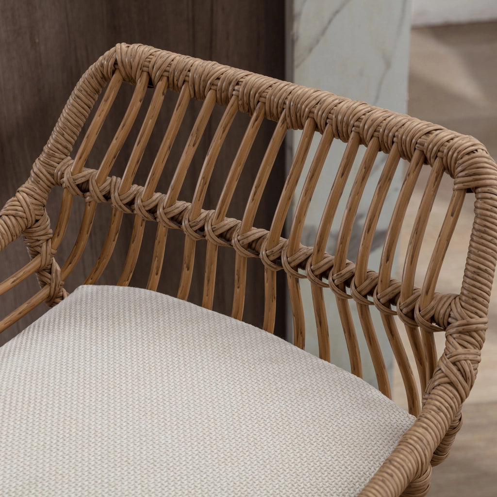 Sgabelli da bar in rattan girevoli e regolabili in altezza - Zephmum - Set di 2, moderno, per cucina e soggiorno (Beige)