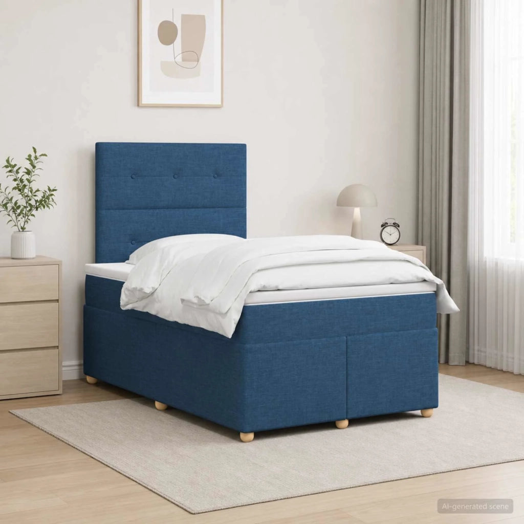 Letto box spring con materasso Blu 120 x 190 cm Tessuto 3455307