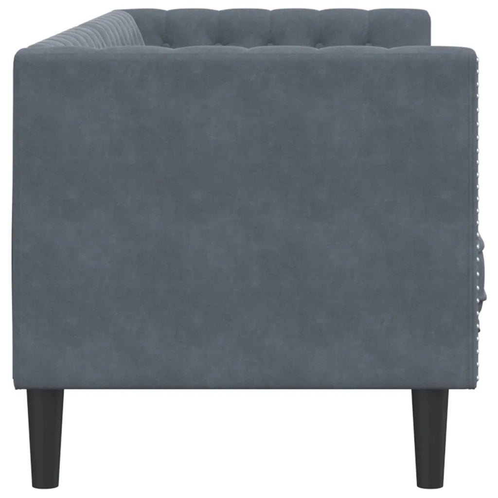 Divano Chesterfield con Rinforzi 3 Posti-Sofa 3 Posti-Divanetto Grigio Scuro Velluto