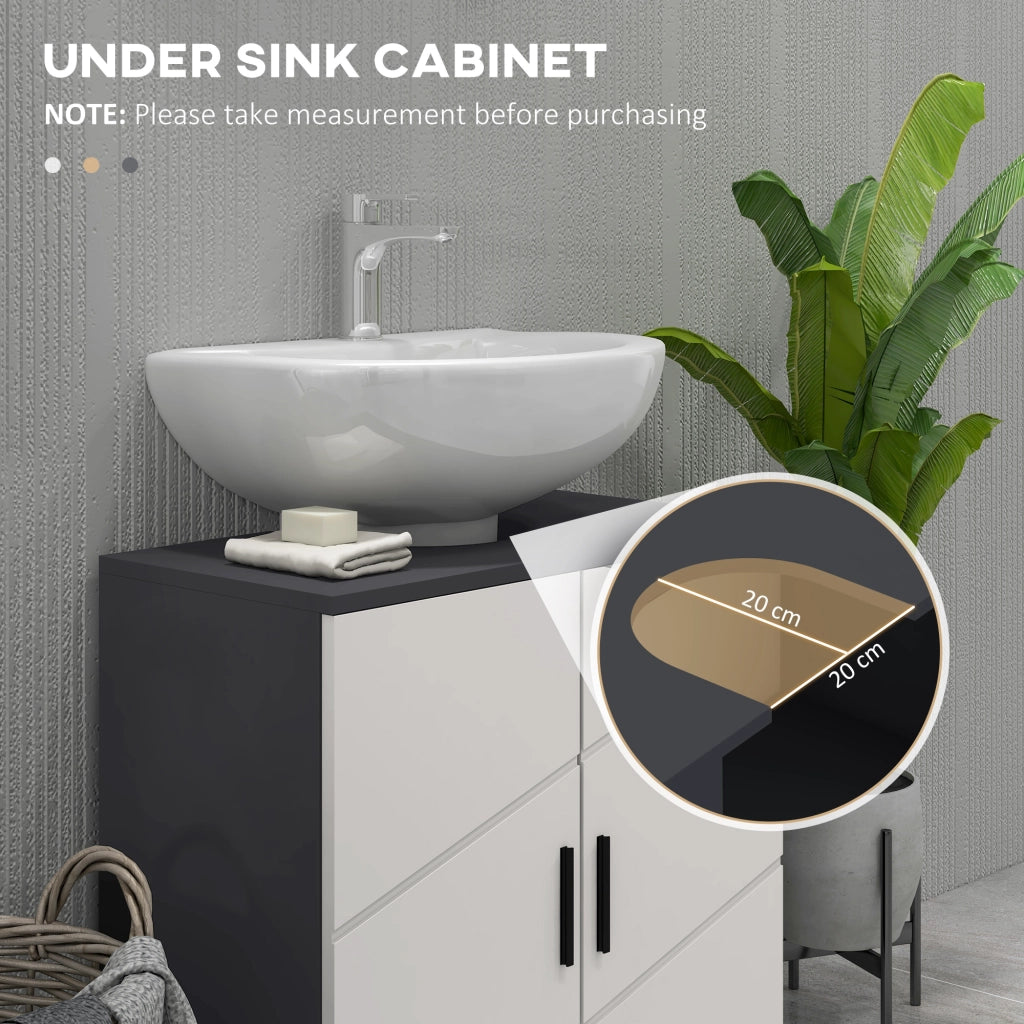 EasyComfort Mobile Sottolavabo Bagno per Piedistallo con Armadietto 2 Ante, 60x30x60cm, Grigio