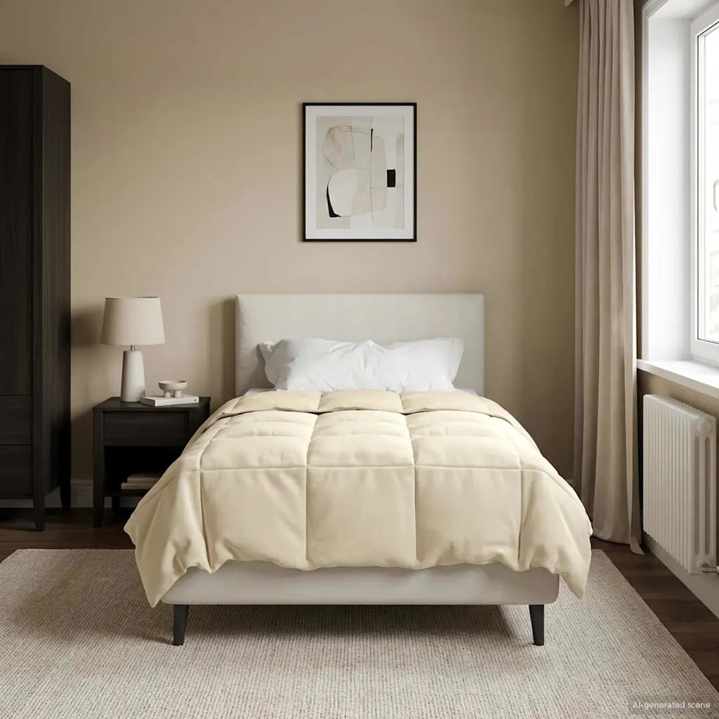 Duvet Invernale Trapuntato Crema 140 x 220 cm Microfibra 42026151