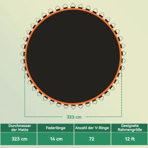 TAPPETO DI RICAMBIO PER TRAMPOLINO ROTONDO Ø323 cm ARANCIONE