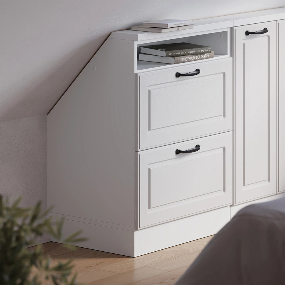 Mobile sottotetto Rion Bianco rustico/Bianco con 2 cassetti Vicco