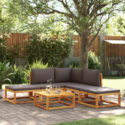Set di divani da giardino 6 pezzi con cuscini in legno di acacia e rattan