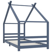 Giroletto per Bambini | Letto Infantile | Lettino Grigio in Massello di Pino 90x200 cm